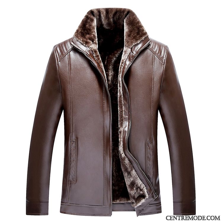 Blouson Cuir Léger Homme Tomate Poudre Bleue, Blouson Cuir Motard