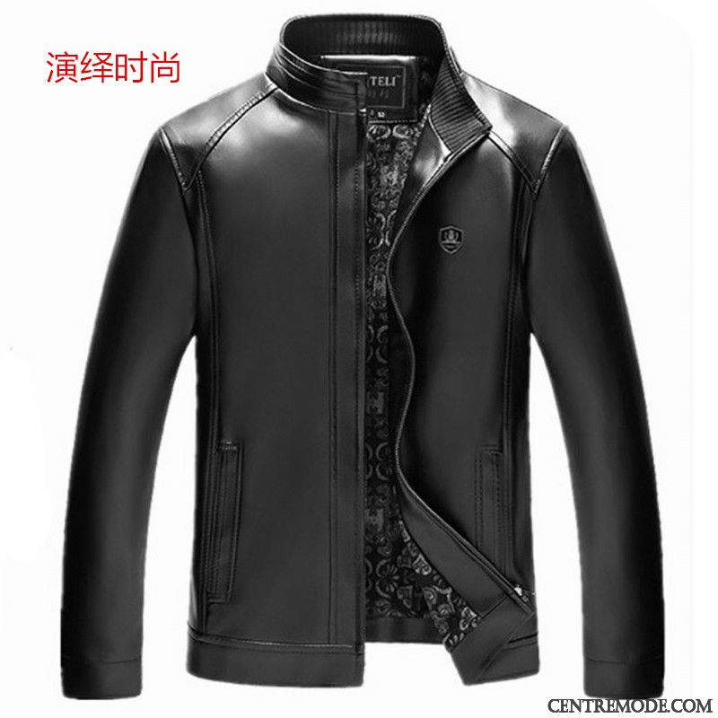 Blouson De Cuir En Vente, Blouson Pour Homme De Marque Noir Rubine