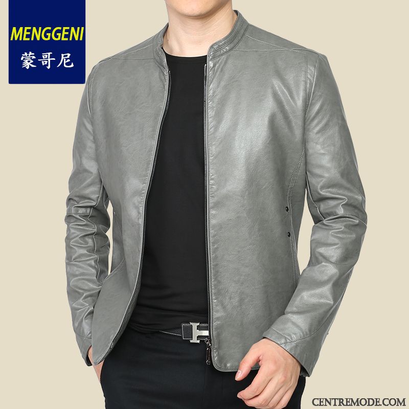 Blouson En Cuir Homme Violet Marron, Blouson Homme Solde Soldes