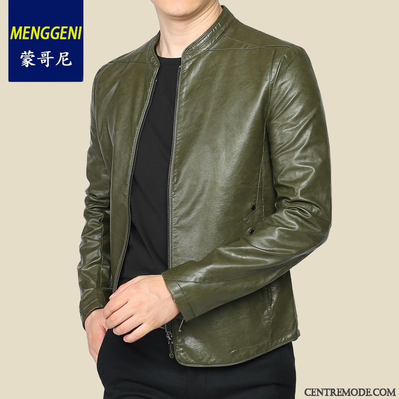 Blouson En Cuir Homme Violet Marron, Blouson Homme Solde Soldes