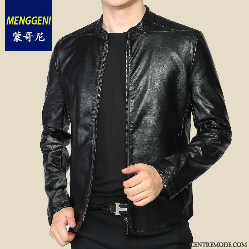 Blouson En Cuir Homme Violet Marron, Blouson Homme Solde Soldes