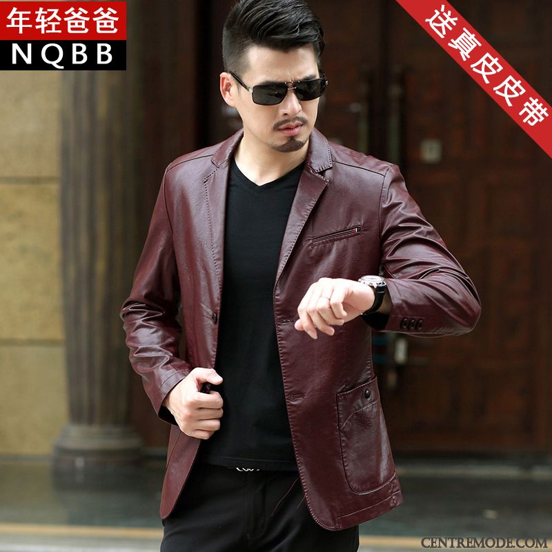Blouson Jean Homme Blanc Bordeaux, Soldes Blouson Cuir Homme