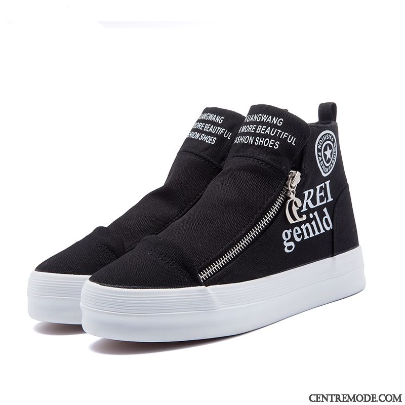 Boots Femme Skate Noir, Bottines Femmes Noires Azur Vert Jaunâtre