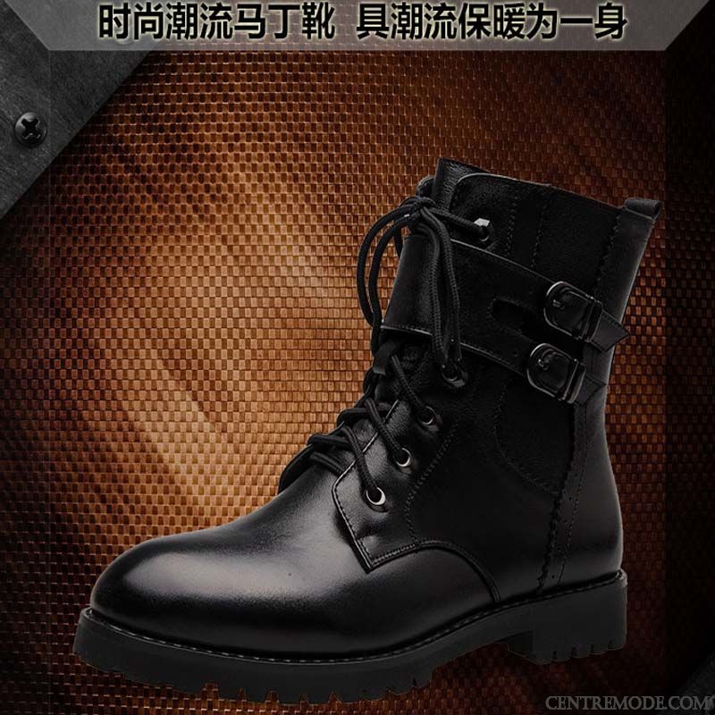 Boots Homme Cuir Noir Peachpuff Bordeaux, Bottes Homme Tendance
