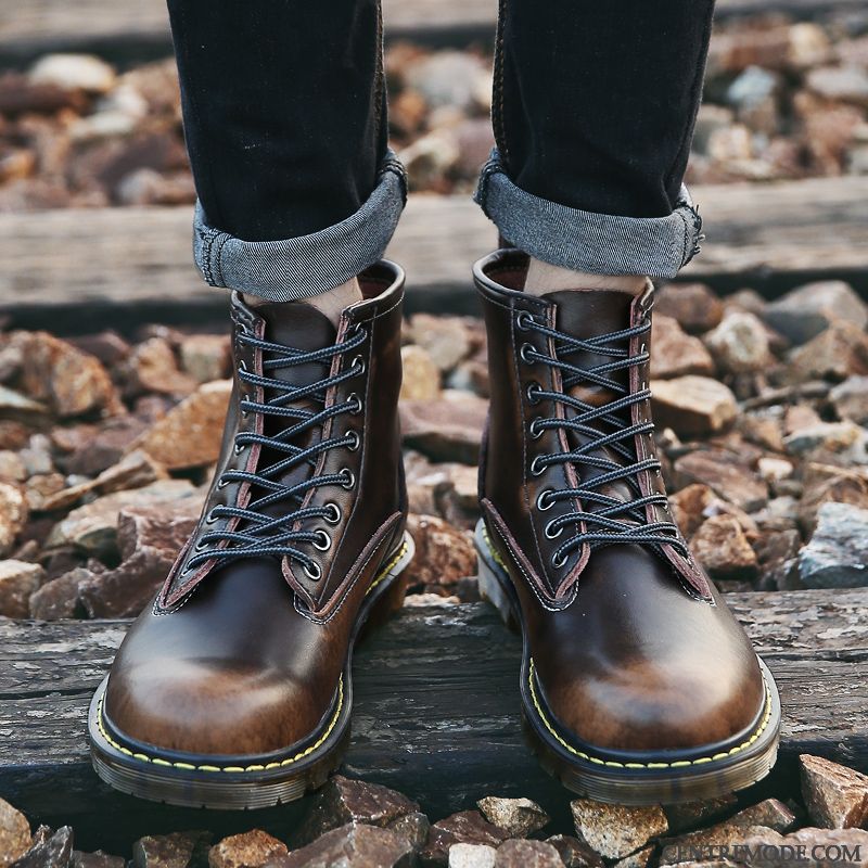 Boots Homme De Marque En Vente, Bottes Homme Marron Cuir Pierre Brun