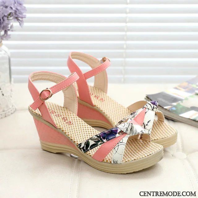 Botte Sandales Femme Gris Fumé Rose, Chaussure Femme Pas Cher Sandales