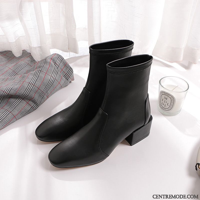 Bottes Cuir Femme Noir Marron Kaki, Boots Femme Cuir Rouge