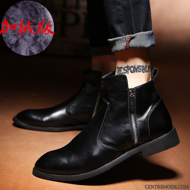 Bottes Cuir Marron Homme Pas Cher, Chaussure Botte Homme Tout Noir Corail