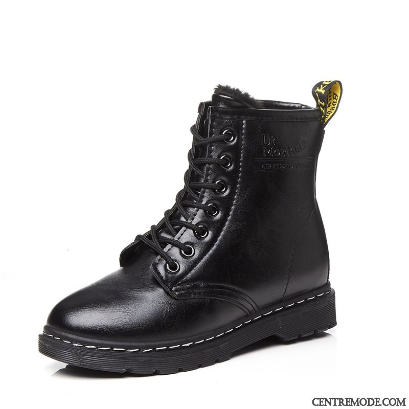 Bottes Femme Bottes Martin Chaussures En Coton Étudiant Semelle Épaisse Bottes Courtes Renforcé Blanc