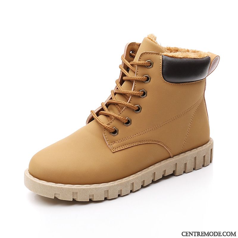 Bottes Femme Bottes Martin Chaussures En Coton Étudiant Semelle Épaisse Bottes Courtes Renforcé Blanc