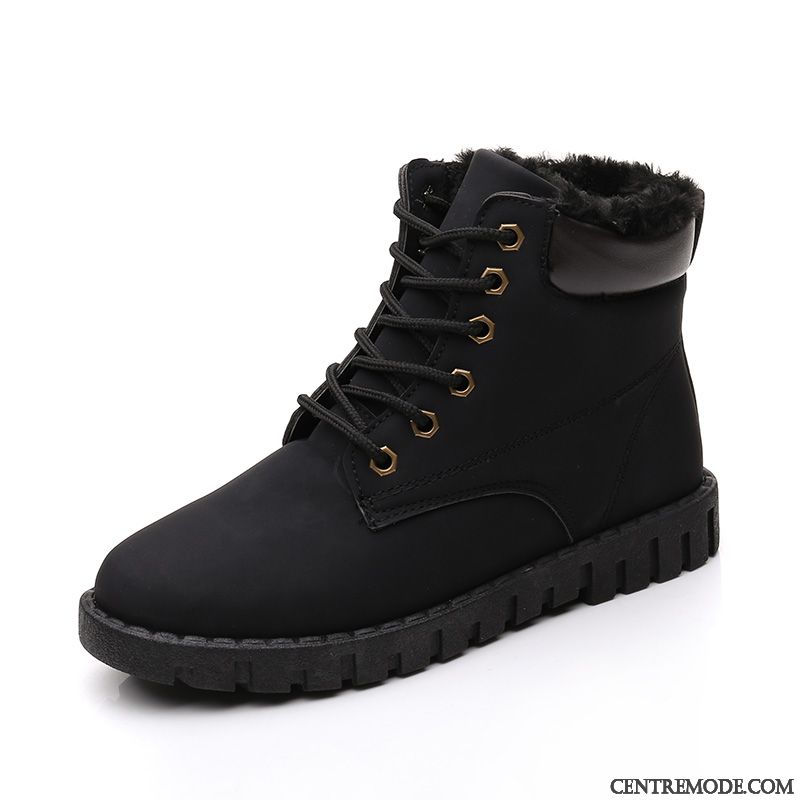 Bottes Femme Bottes Martin Chaussures En Coton Étudiant Semelle Épaisse Bottes Courtes Renforcé Blanc