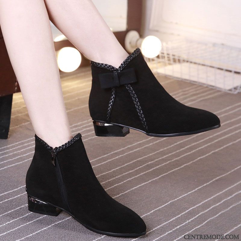 Bottes Femme Grande Taille Cuir Véritable Bottes Courtes Printemps Bottes Martin Tous Les Assortis Noir