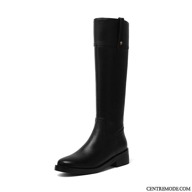 Bottes Femme L'automne Élasticité Haute Rivet Longue Hiver