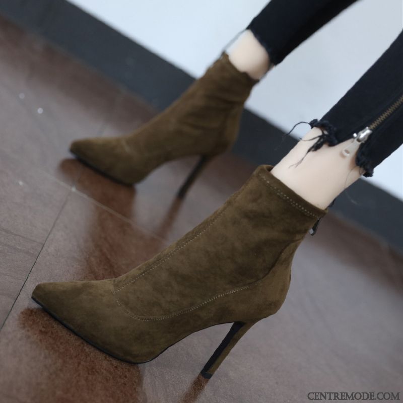 Bottes Femme Talons Hauts L'automne Mesh Bottes Courtes Sexy Bottes Martin Noir Rouge