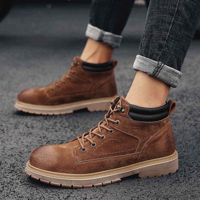 Bottes Homme Angleterre Décontractée Tendance Désert Tous Les Assortis Printemps Noir