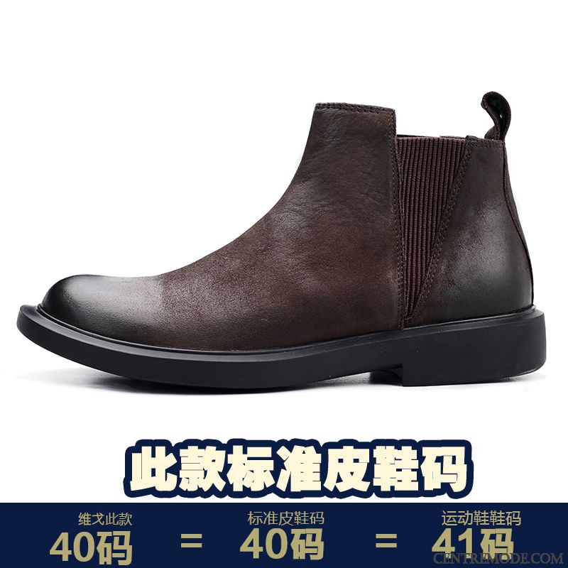 Bottes Homme Bottes Martin Bottes Courtes Hautes Cuir Véritable Angleterre Délavé En Daim Marron