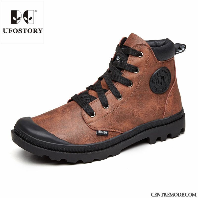 Bottes Homme Bout Rond Imperméable Hautes Décontractée Tendance Chaussures De Travail Gris