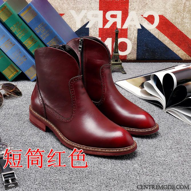 Bottes Homme Chaude, Bottes Homme Marron Corail Rose