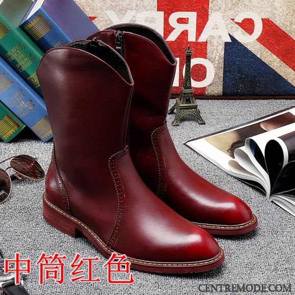 Bottes Homme Chaude, Bottes Homme Marron Corail Rose