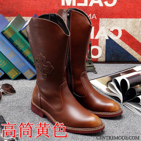 Bottes Homme Chaude, Bottes Homme Marron Corail Rose