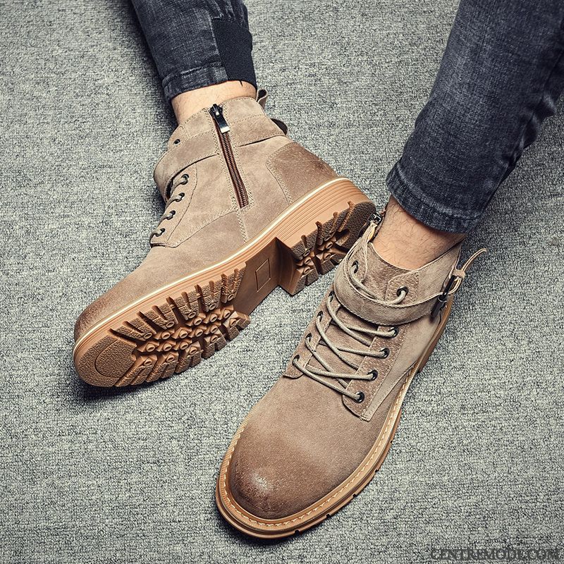 Bottes Homme Chaussures En Coton Hautes Bottes Martin Tendance Angleterre Chauds