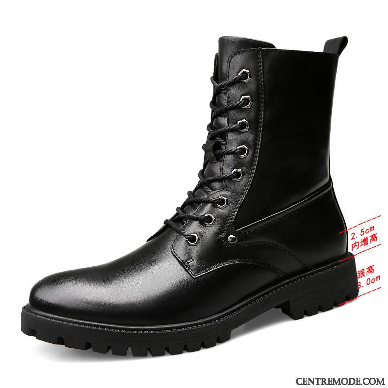 Bottes Homme Chaussures En Cuir Bottes Martin Angleterre Hautes Tous Les Assortis Bureau Noir