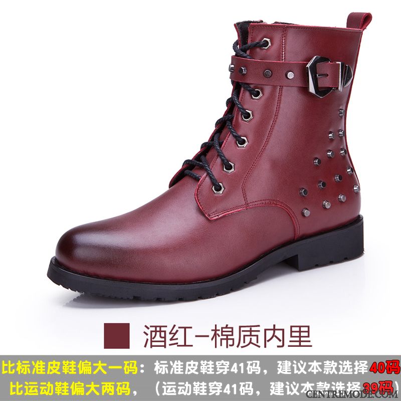 Bottes Homme Cuir, Chaussure En Cuir Homme Seagreen Vin Rouge