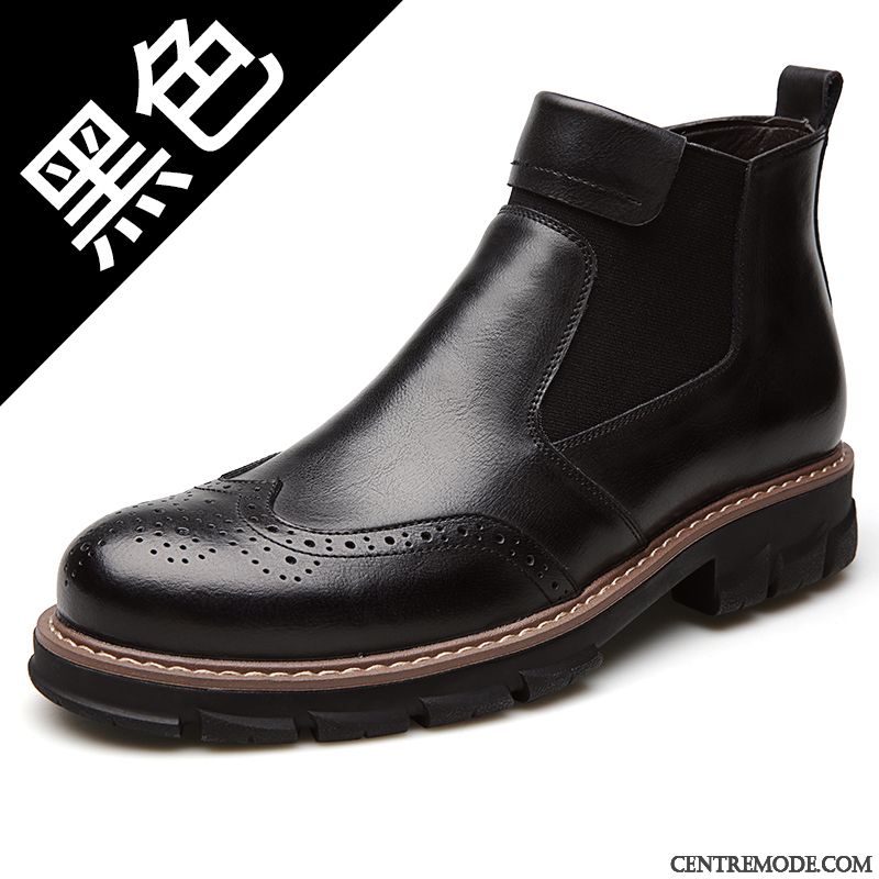 Bottes Homme Cuir Véritable Bottes Martin Chaussures En Coton Angleterre Hautes Hiver Brun