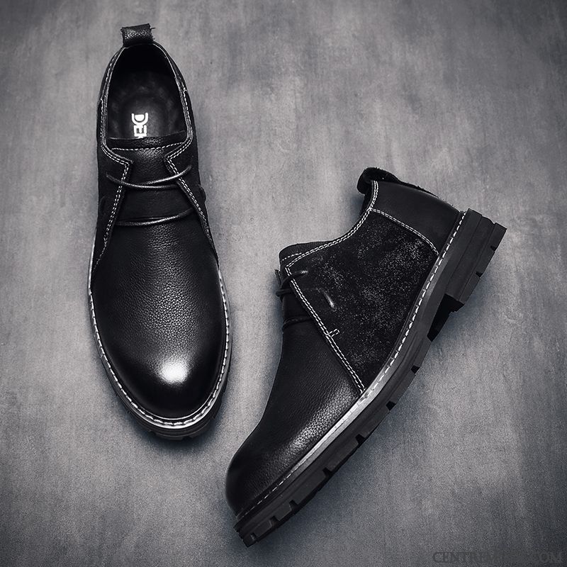 Bottes Homme Cuir Véritable Décontractée Chaussures En Cuir Tendance Rétro L'automne Marron