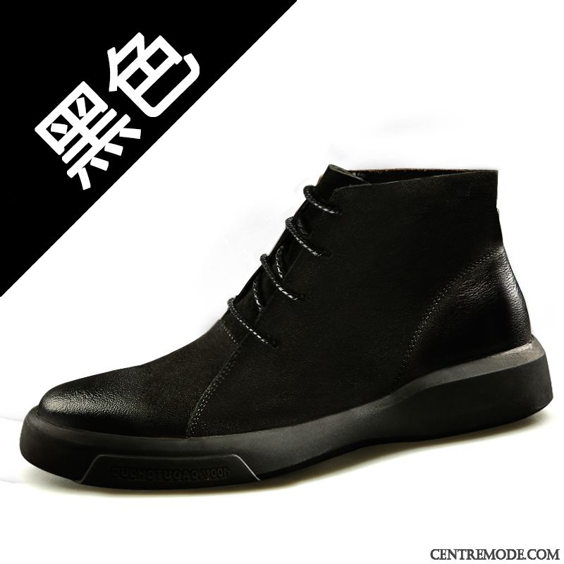 Bottes Homme Cuir Véritable Hautes Hiver Bottes Martin Bottes Courtes Bottes De Neige