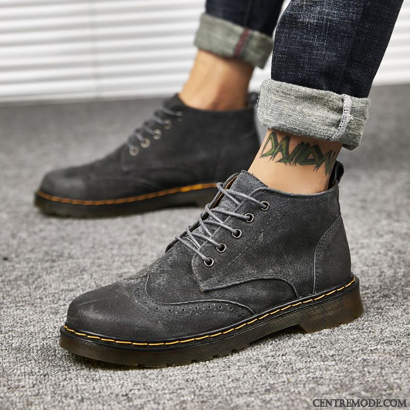 Bottes Homme Fashion Violet Saphir, Bottes Cuir Marron Soldes
