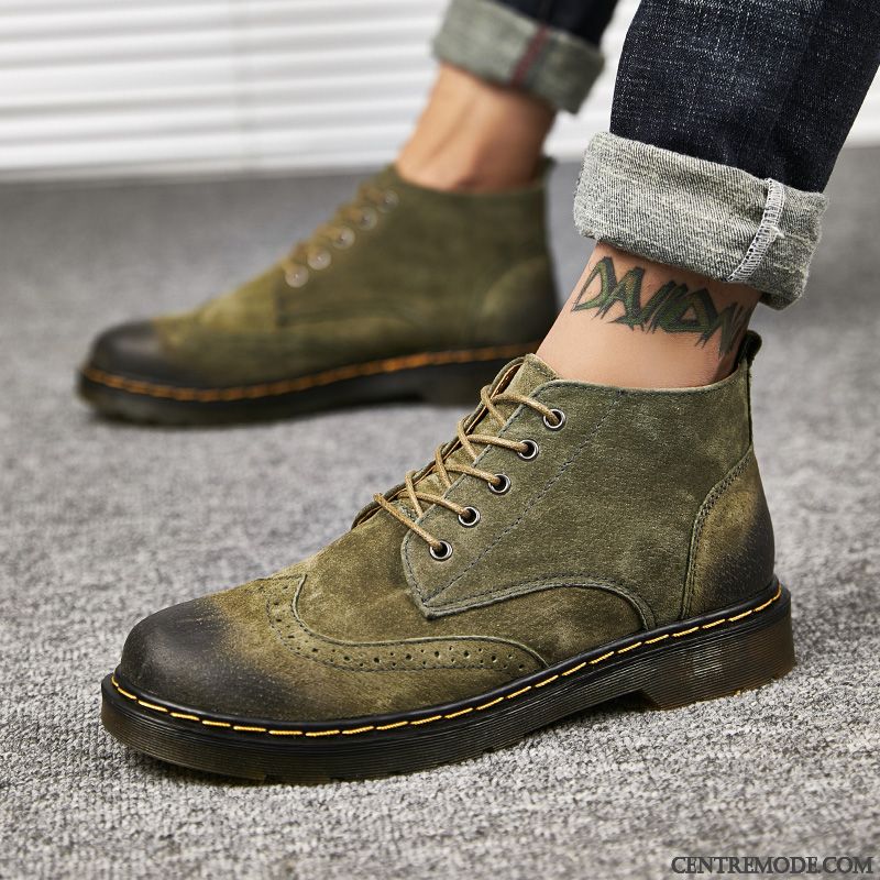 Bottes Homme Fashion Violet Saphir, Bottes Cuir Marron Soldes