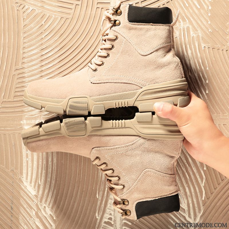 Bottes Homme Grande Taille Hiver Angleterre Cuir Véritable Tendance Plus De Velours