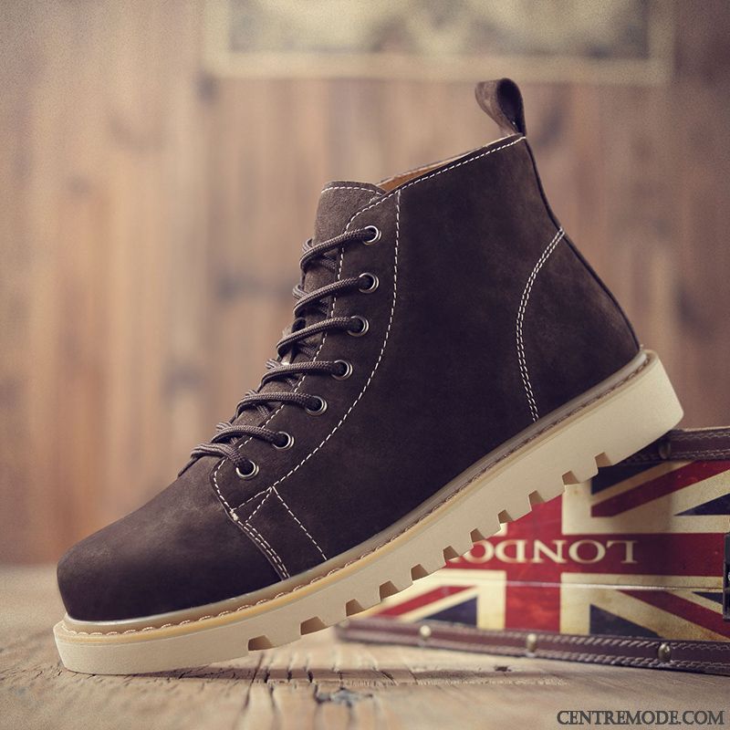 Bottes Homme Hautes Bottes Courtes Tendance Chauds Chaussures En Coton Hiver Noir