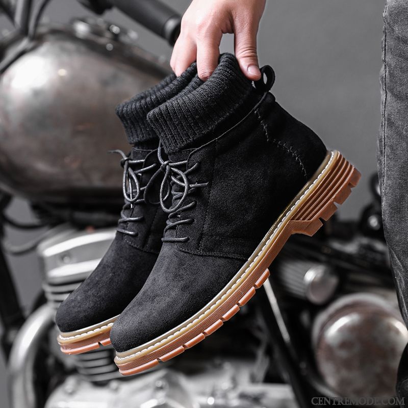 Bottes Homme Hautes Plus De Velours Bottes Martin Bureau Tendance Tous Les Assortis Gris