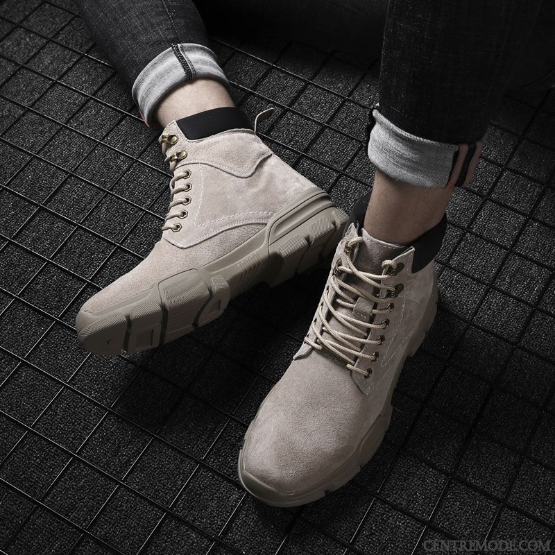 Bottes Homme Hautes Plus De Velours Bottes Martin Bureau Tendance Tous Les Assortis Gris