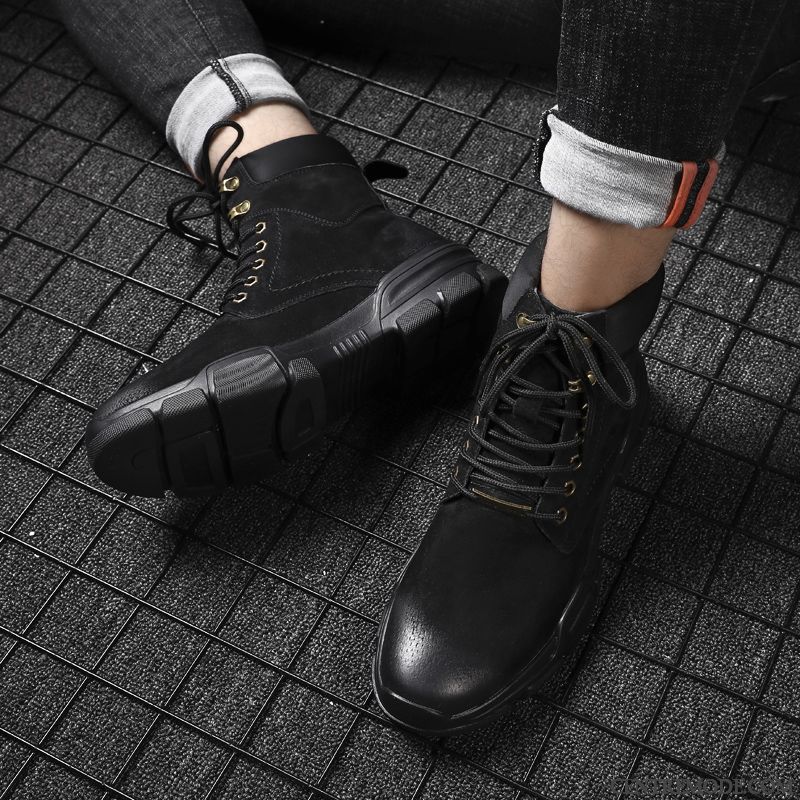 Bottes Homme Hautes Plus De Velours Bottes Martin Bureau Tendance Tous Les Assortis Gris