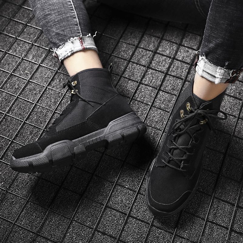 Bottes Homme Hautes Plus De Velours Bottes Martin Bureau Tendance Tous Les Assortis Gris