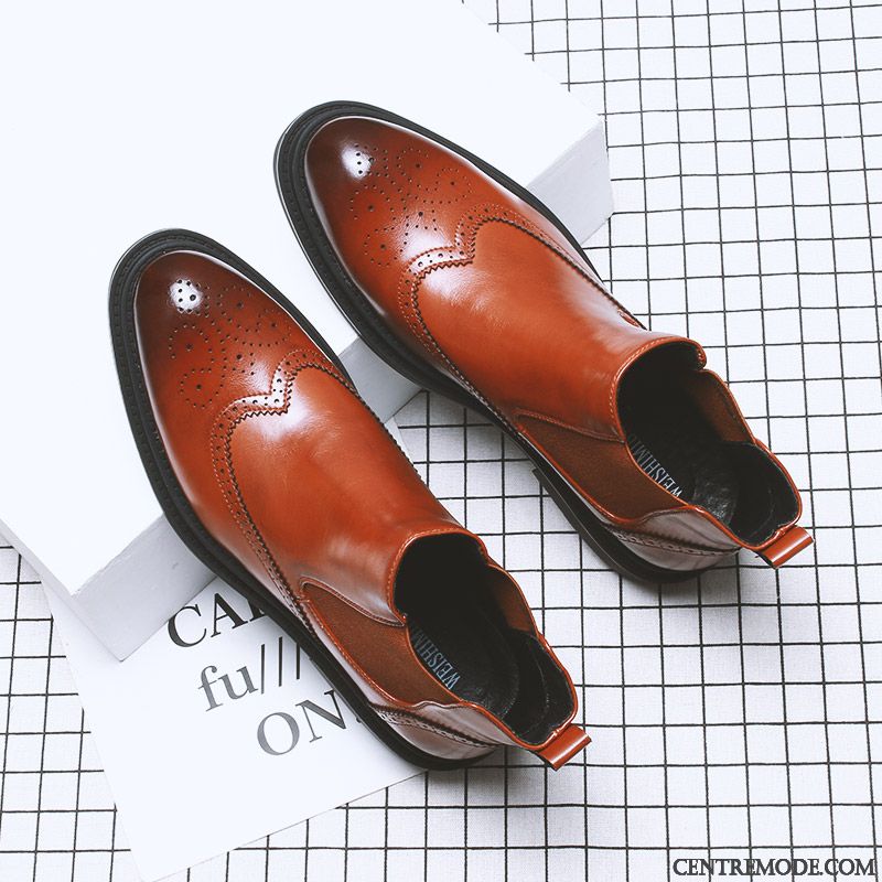 Bottes Homme Manche Décontractée Tendance Hautes Semelle Épaisse L'automne Noir