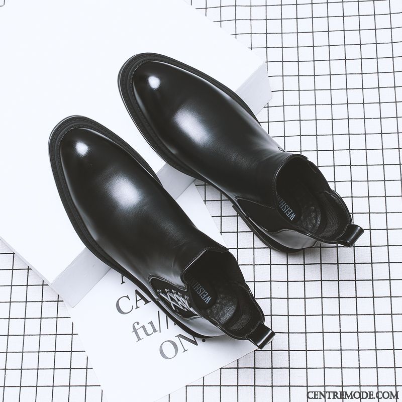 Bottes Homme Manche Décontractée Tendance Hautes Semelle Épaisse L'automne Noir