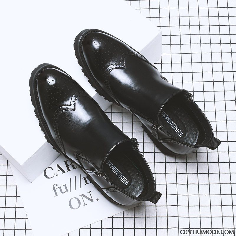Bottes Homme Manche Décontractée Tendance Hautes Semelle Épaisse L'automne Noir