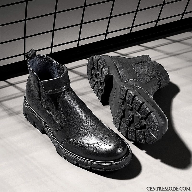 Bottes Homme Martin Hautes Angleterre Cuir Véritable Bottes Courtes Chaussures En Cuir Marron