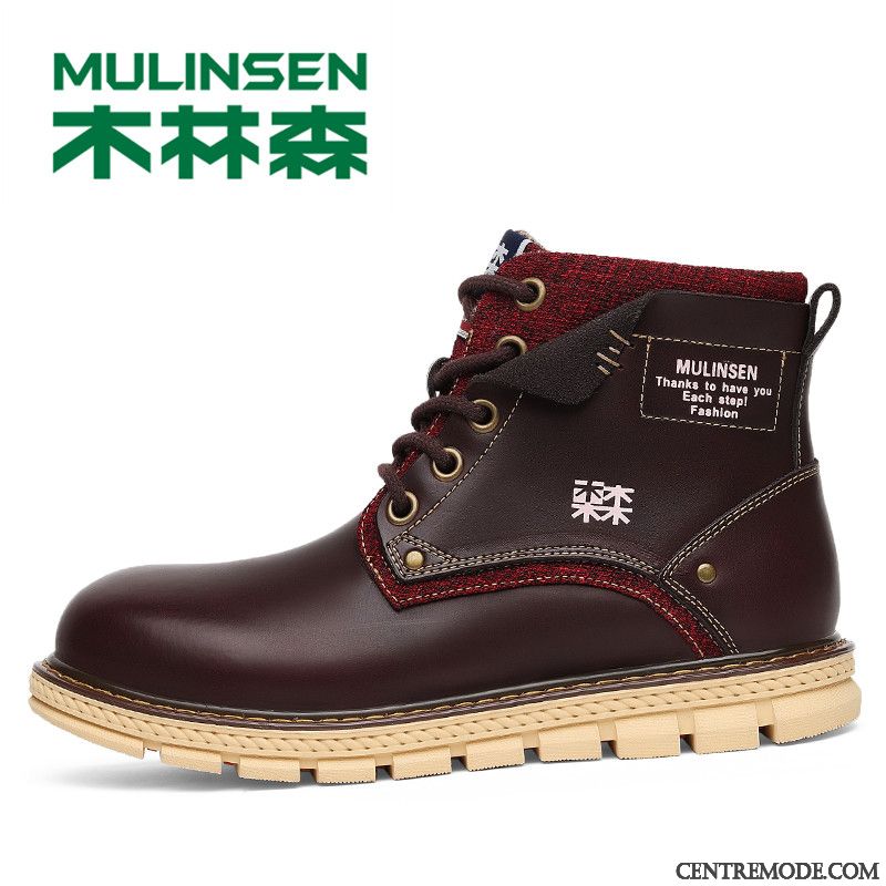 Bottes Homme Tendance Bottes De Neige Angleterre Bottes Martin Bottes Courtes Plus De Velours Jaune