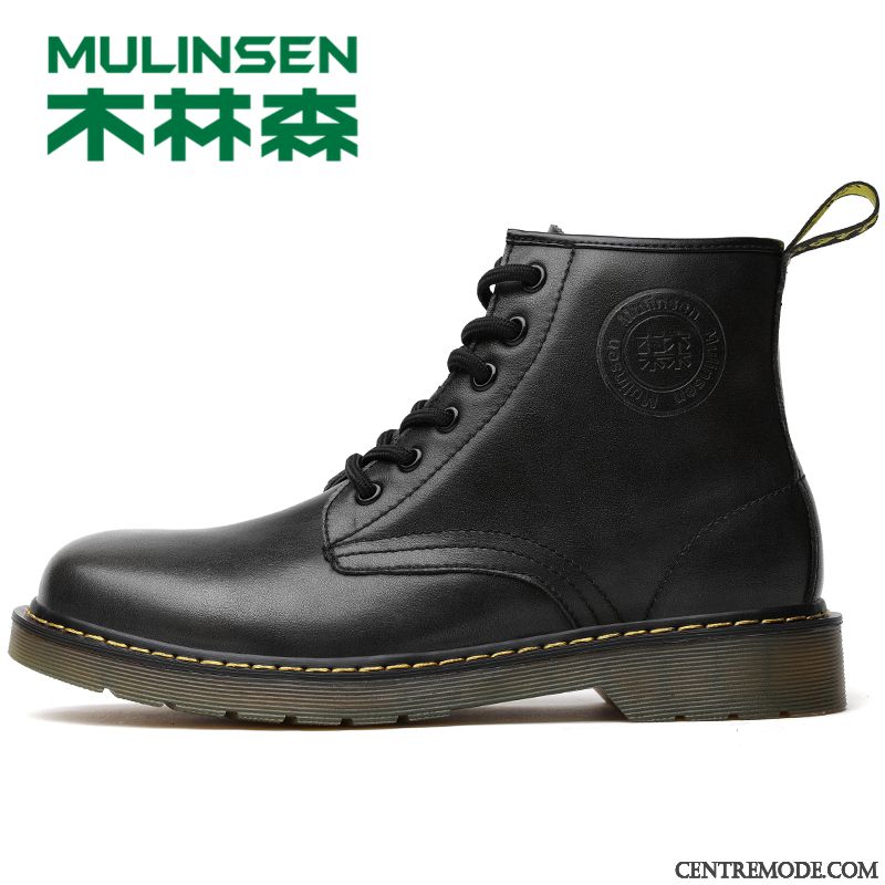 Bottes Homme Tendance Bottes De Neige Angleterre Bottes Martin Bottes Courtes Plus De Velours Jaune