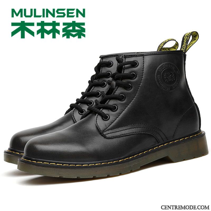 Bottes Homme Tendance Bottes De Neige Angleterre Bottes Martin Bottes Courtes Plus De Velours Jaune