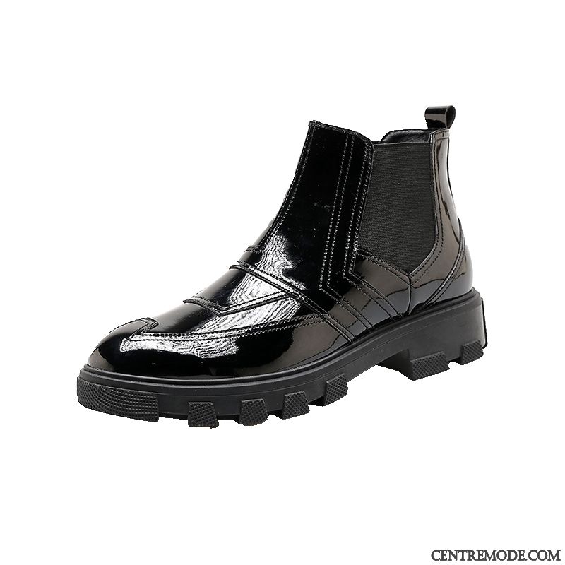 Bottes Homme Tendance Mode Personnalité Hautes Bottes Martin Semelle Épaisse Noir