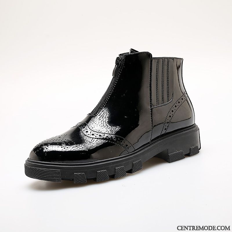 Bottes Homme Tendance Mode Personnalité Hautes Bottes Martin Semelle Épaisse Noir