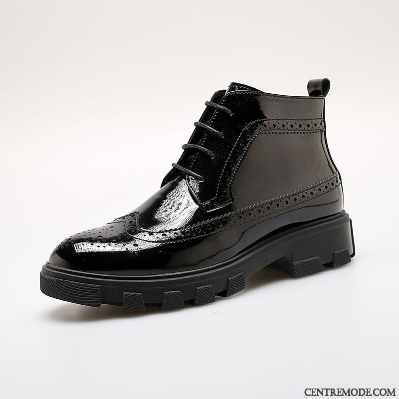 Bottes Homme Tendance Mode Personnalité Hautes Bottes Martin Semelle Épaisse Noir