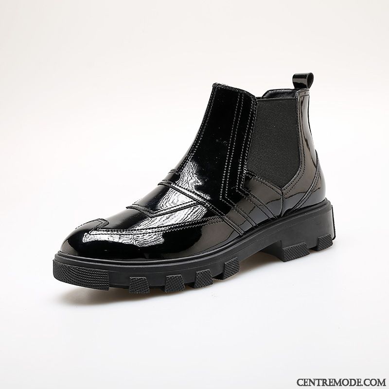 Bottes Homme Tendance Mode Personnalité Hautes Bottes Martin Semelle Épaisse Noir