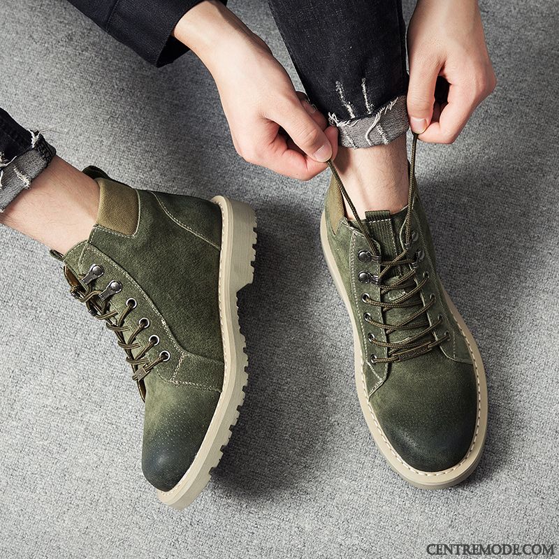 Bottes Montante Homme Neige Kaki, Bottes Homme Chic Pas Cher